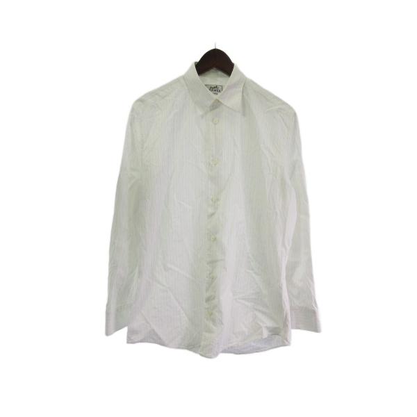 HERMES（エルメス） シャツ ホース柄 ストライプ セリエ ボタン 白