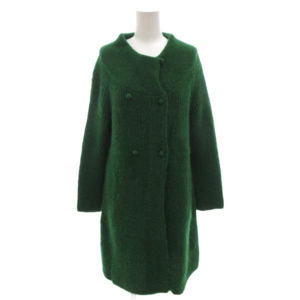 シビラ SYBILLA ニットコート ダブルブレスト モヘヤ ひざ丈 M 緑