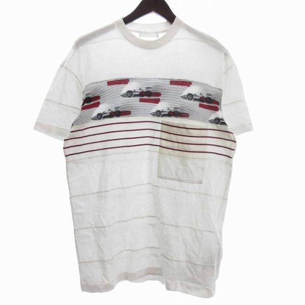 PRADA プラダ Tシャツ カットソー 半袖 ボーダー 車 コットン