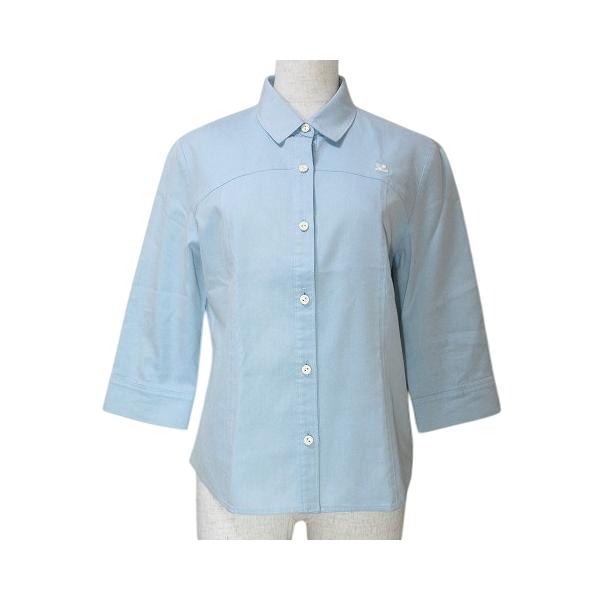 クレージュ courreges シャツ ブラウス 7分袖 ワンポイント 9R M