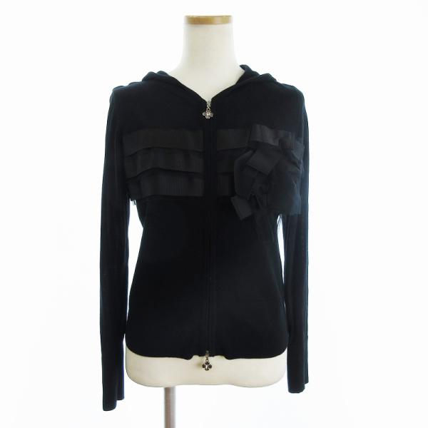 M'SGRACY エムズグレイシーカーディガン袖口リボンネイビーL