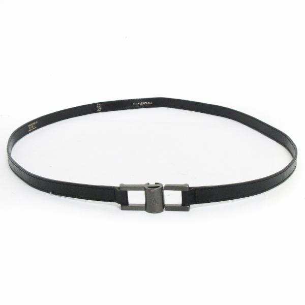 CHANEL ブラックレザー ベルト スタッズ付き　訳あり 2104102102810-1.jpg