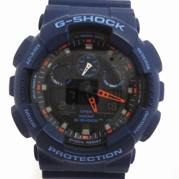 CASIO G-SHOCK GA-100L ネイビー/オレンジ GA100L-2A | Magnetic Resistant G-SHOCK Analog Digital Watch