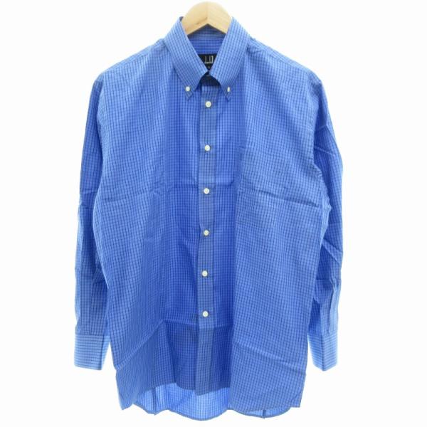 dunhill/ダンヒル ライトブルー チェックポロシャツ dunhill ENGINEERED FIT 半袖ニットポロシャツ ネイビー Sサイズ