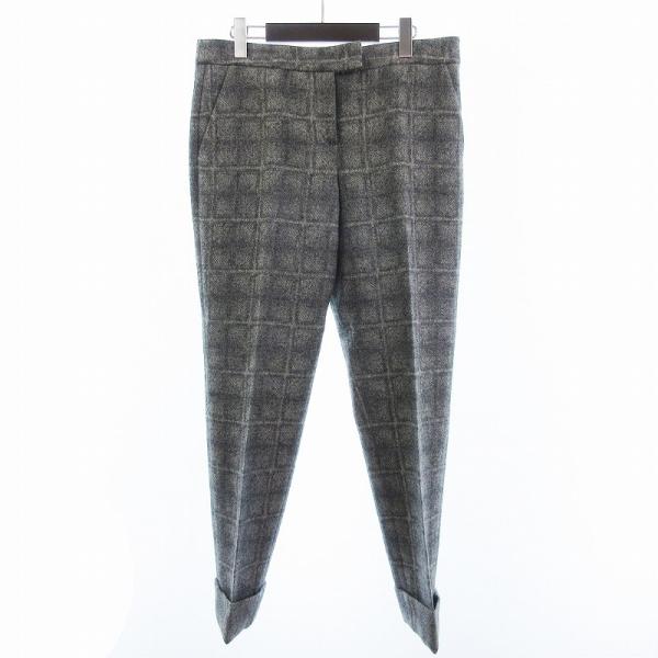 【中古】ジョルジオアルマーニ パンツ スラックス ジップフライ ダブル チェック ウール グレー 42 メンズ ジョルジオアルマーニ GIORGIO ARMANI パンツ スラックス ジップフライ