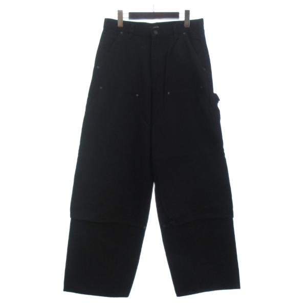 【中古】ラッドミュージシャン 24AW Double Knee Painter Pants ダブルニーワイドデニム コットン 黒 46 ラッドミュージシャン LAD MUSICIAN 美品 24AW Double Knee Painter