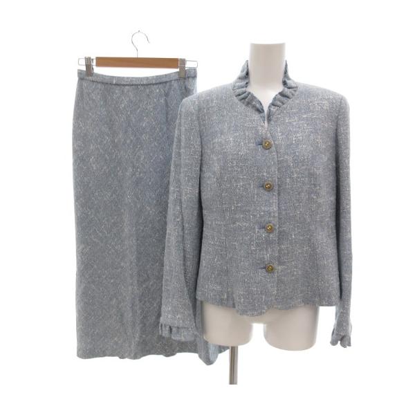 ユキコハナイ YUKIKO HANAI セットアップ フォーマル ジャケット スカート ツイード ミモレ ロング 10 ライトブルー /JS レディース【ブランド】ユキコハナイ YUKIKO HANAI【表記サイズ】10【実寸サイズ】ジャケ...