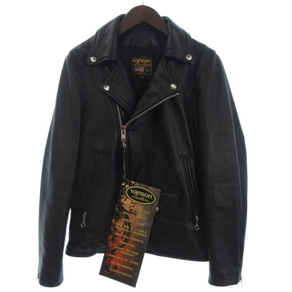 【中古】未使用品 バンソン タグ付き C2R ダブルライダースジャケット カウレザー フルジップ 黒 ブラック 34 未使用品 バンソン VANSON タグ付き C2R ダブルライダースジャケット