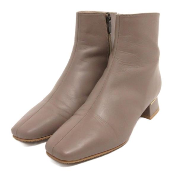 DIANA ダイアナ ショートブーツ サイドジップ ヒール レザー ベージュ