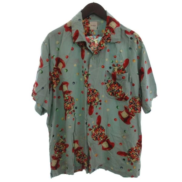 カールヘルム Karl Helmut ブルー系 L 開襟 アロハシャツ 半袖