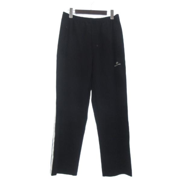 【中古】バレンシアガ BALENCIAGA サイドライン トラック パンツ BBロゴ  刺繍 595007 黒 ブラック 46 ☆AA★ BALENCIAGA（バレンシアガ） サイドライン トラック パンツ BBロゴ