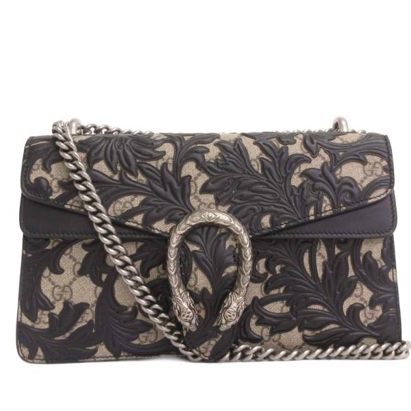 【中古】グッチ デュオニュソス アラベスク チェーンショルダーバッグ GGスプリーム 400249 黒 ベージュ 鞄 GUCCI（グッチ） 美品 デュオニュソス アラベスク チェーンショルダー