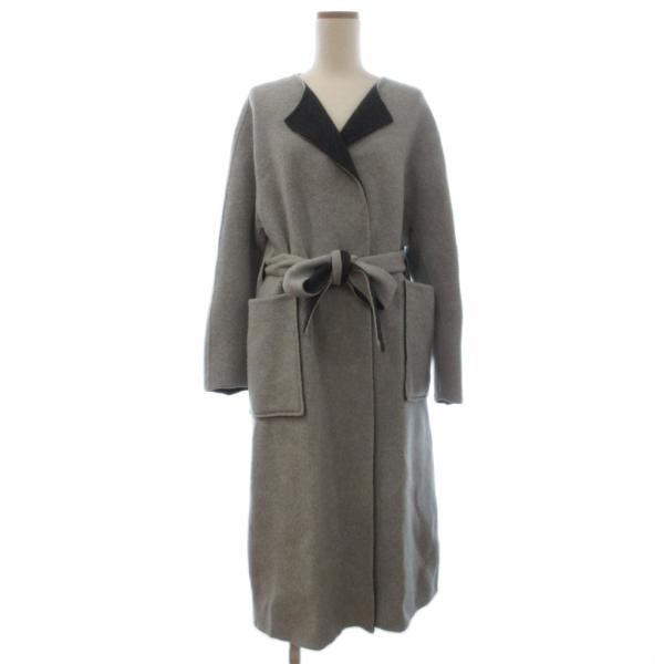 エブール ebure カシミヤ ベルテッドコート ロング リバーシブル