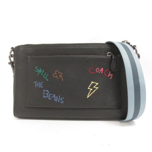 COACH ブラックレザー ショルダーバッグ COACH（コーチ） ショルダーバッグ 斜めがけ C8291 レザー 刺繍 黒