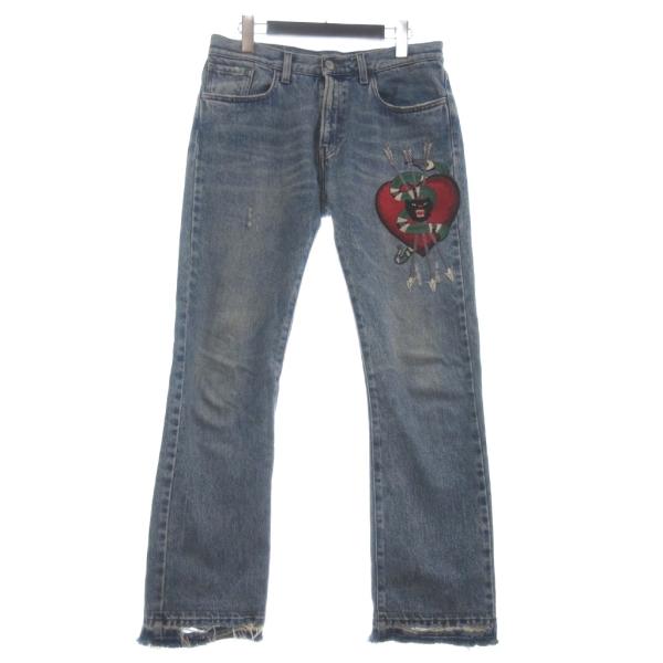 美品✨現行GUCCI グッチ　ブリーチ加工　デニムパンツ　30インチ　スタッズ GUCCI（グッチ） GUCCI Embroidery デニムパンツ ジーンズ 刺繍