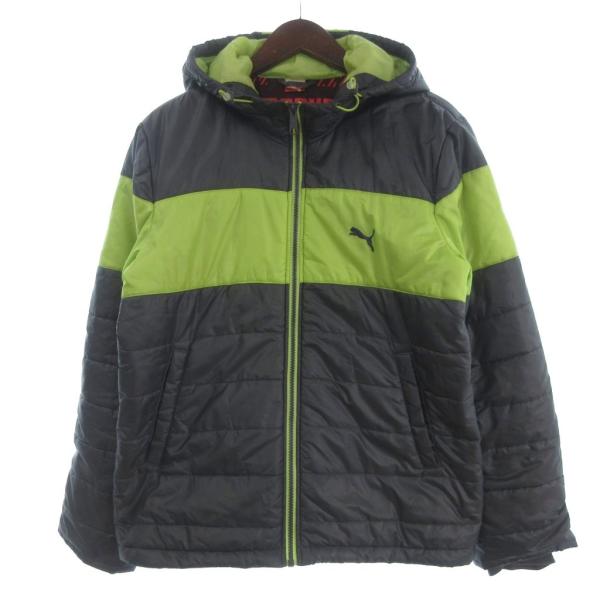 プーマ PUMA 中綿ジャケット フード ジップアップ 817957 M 黄緑 グレー ■GY35 メンズ