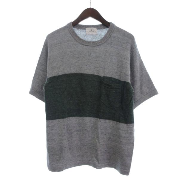アーバンリサーチ サニーレーベル URBAN RESEARCH Sonny Label ニット カットソー 半袖 クルーネック リネン L グレー