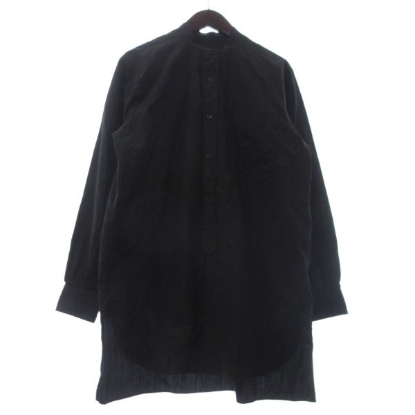 コモリ COMOLI コットンバンドカラーシャツ 長袖 無地 P01-02002 黒