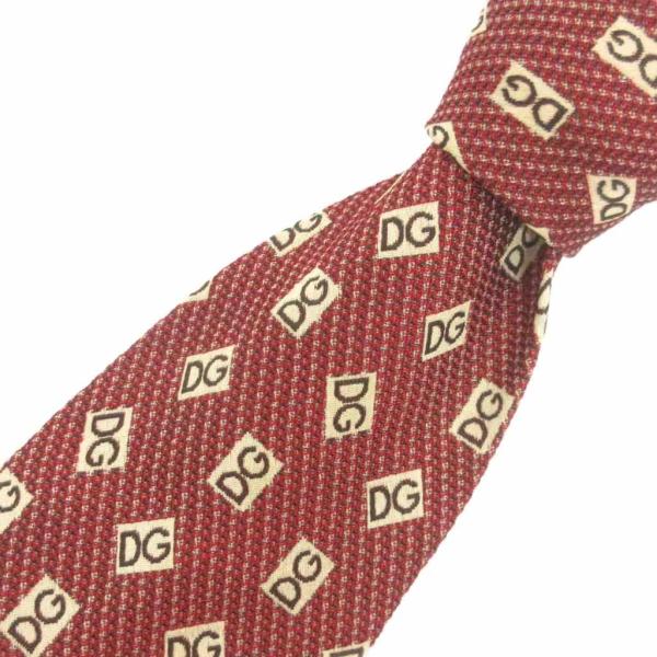 ドルチェ&ガッバーナ ドルガバ DOLCE&GABBANA シルク ネクタイ ワイドタイ 総柄 DG 赤 レッド 小物