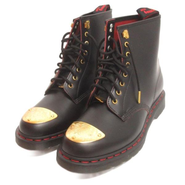 未使用品 ドクターマーチン DR.MARTENS YEAR OF THE DRAGON 8ホールブーツ ショート レースアップ ハラコ レザー 黒 UK10 メンズ