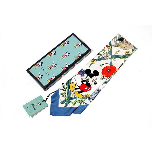 Disney ミッキーマウス 中古 未使用品 グッチ ミッキーマウス ディズニー Gucci Disney プリント レディース スカーフ シルク ネックボウ ベクトル 古着