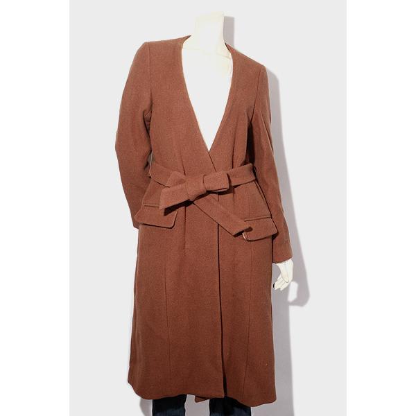 DRWCYS ドロシーズ ベルト付き ノーカラー ガウンコート 1 Brown  