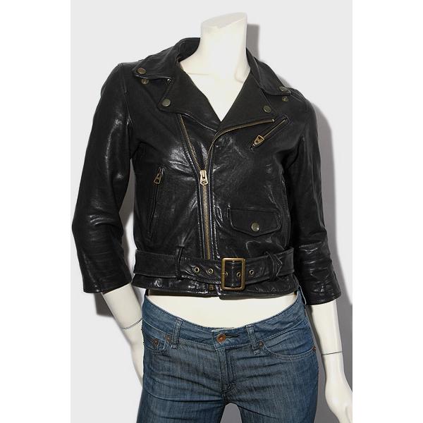 黒 桜古典 beautiful people ライダースジャケット 羊革 黒 レザー