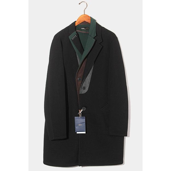新品 22AW kolor カラー Coat 切替チェスターコート 3 ブラック-