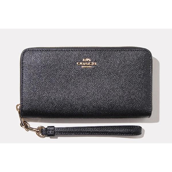 COACH コーチ Long Zip Around Wallet ストラップ付き レザー ラウンド 