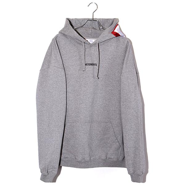 VETEMENTS ヴェトモン SIZE:M ロゴ プルオーバーパーカー GRAY グレー 