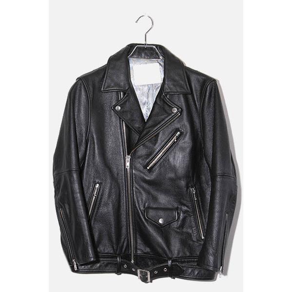 DOWBL ダブル 牛革 カウレザー ダブルライダースジャケット 46 BLACK  