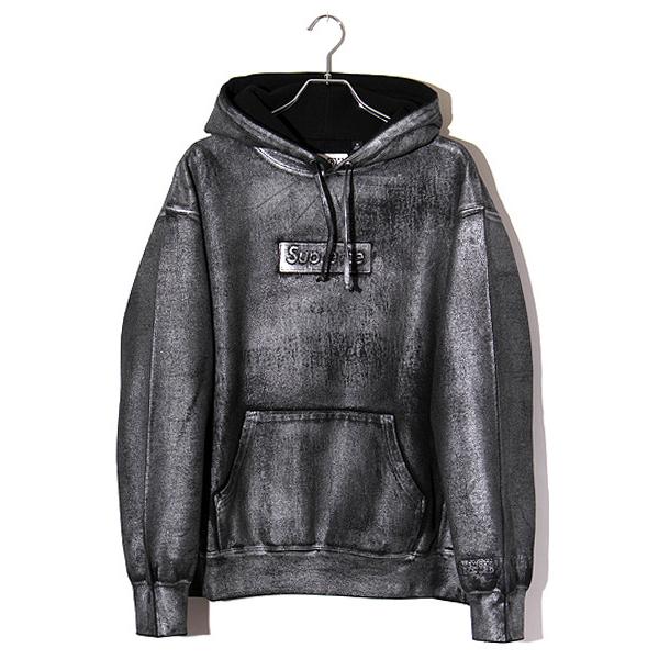 M 黒 Supreme Box Logo Hooded Sweatshirt