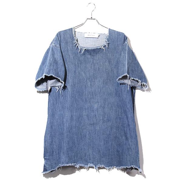 マルケス アルメイダ フリンジ デニム トップス Tシャツ S インディゴ Marques'Almeida マルケス アルメイダ フリンジ ダメージ加工