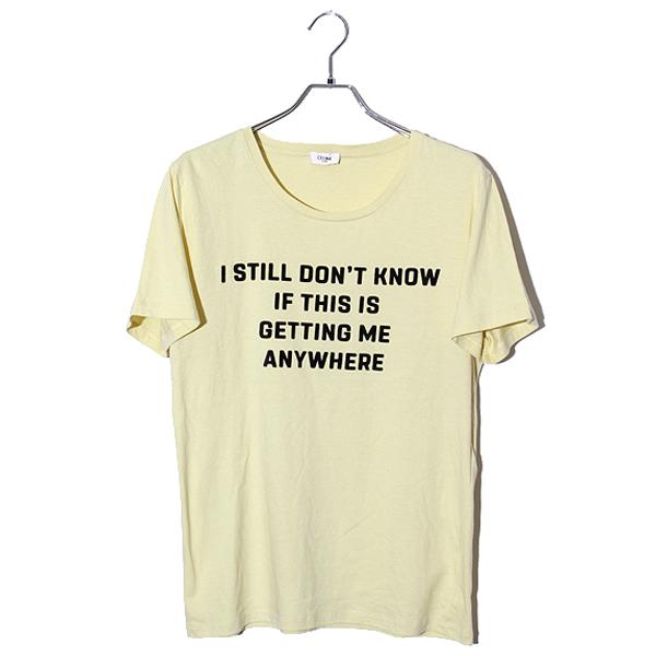 CELINE - CELINE セリーヌ 2X314691I フロッキープリント 半袖Tシャツ S/イエロー トップス カットソー【2400012889965】 CELINE - CELINE セリーヌ 2X314691I フロッキープリント 半袖T