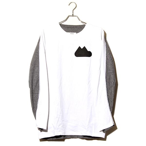 【中古】2020AW MM6 Maison Margiela エムエムシックス メゾンマルジェラ ラバーロゴ ウール切替 長袖 Tシャツ S 2020AW MM6 Maison Margiela エムエムシックス メゾンマルジェラ