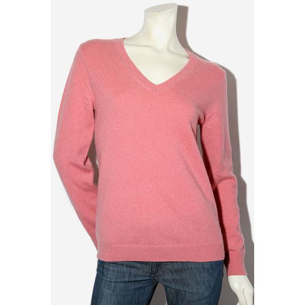 ユニクロ（UNIQLO） カシミヤ100％ Vネックセーター 長袖 M PINK