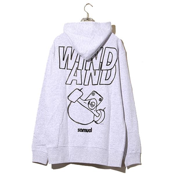 wind and sea ロゴ刺繍 ウィダンシーグレー パーカー WIND AND SEA 新品 ウィンダンシー HOODIE パーカー ASH GREYxNAVY