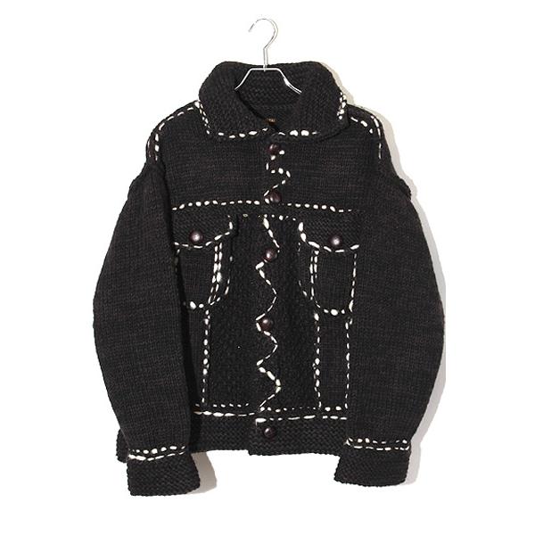 キャピタル KAPITAL ウールハンドニット ブラック カウチンＧジャン 未使用品 2023AW KAPITAL キャピタル Wool Hand Knit Cowichan G Jean