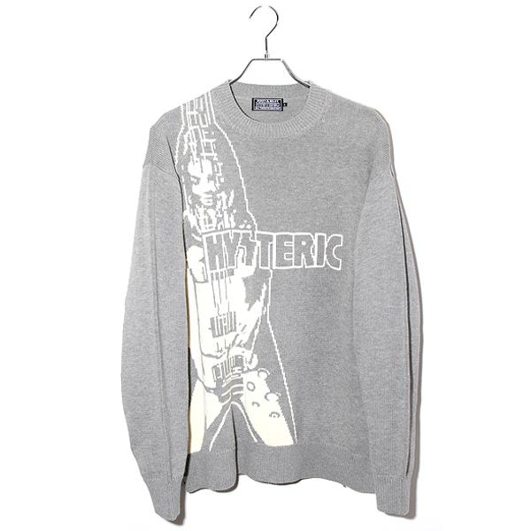 【中古】HYSTERIC GLAMOUR ヒステリックグラマー FLYING V編込 セーター ギターガール L GRAY グレー 02251NS01 HYSTERIC GLAMOUR（ヒステリックグラマー） FLYING V編込 セーター