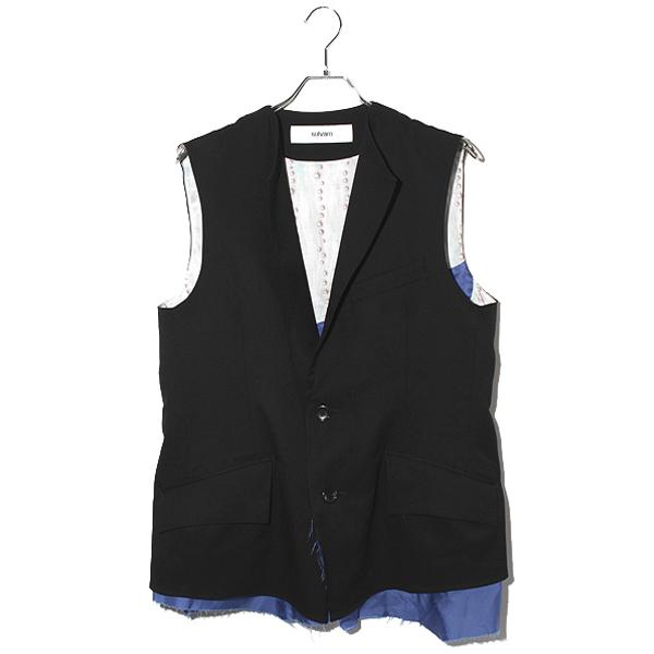 【中古】sulvam サルバム No sleeve vest ノースリーブ ベスト M BLACK ブラック SN-V02-100 /● メンズ sulvam サルバム No sleeve vest ノースリーブ ベスト M BLACK