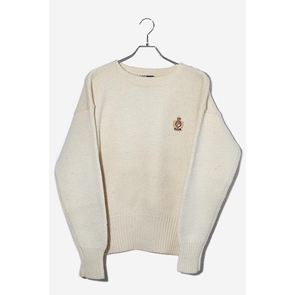 【中古】Polo by Ralph Lauren ポロ バイ ラルフローレン  クラウンロゴ ニット セーター L IVORY アイボリー /◆ POLO RALPH LAUREN（ポロ・ラルフローレン） Polo by Ralph Lauren