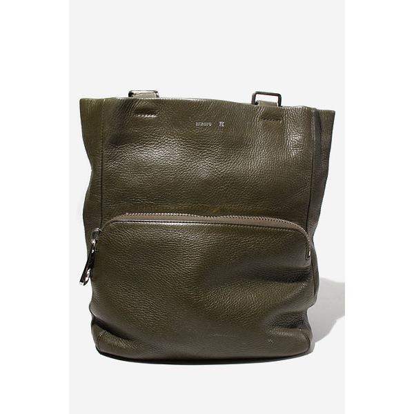 【中古】HIROFU ヒロフ ランポ ビッグジップ レザー リュック バックパック GREEN グリーン /◆☆ レディース HIROFU ヒロフ ランポ ビッグジップ レザー リュック バックパック