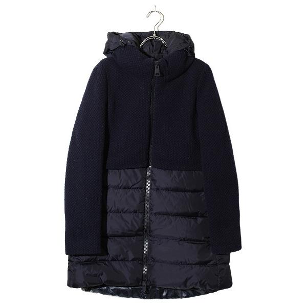 ヘルノ HERNO 2021AW ツイード ナイロン 切替 ダウンコート 40 Navy
