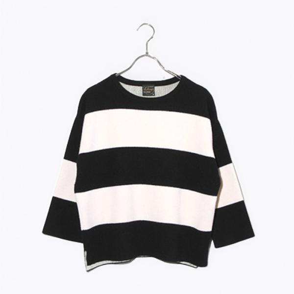 Letroyes ルトロワ カシミヤ コットン ボーダー プルオーバー ニット