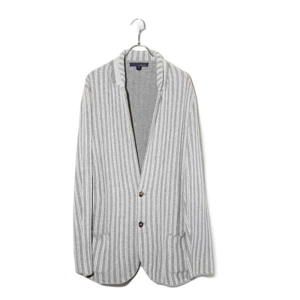 【美品】LARDINI ラルディーニ テーラードジャケット パイル イタリア製 LARDINI ラルディーニ パイル地 ストライプ 2B ニット テーラード