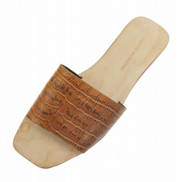 美品 ファビオルスコーニ スクエアトゥ ミュール サンダル レザー 型