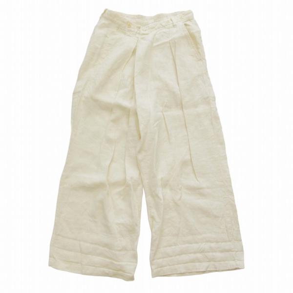 【nest Robe】ネストローブ 麻100% キーネックタックフレアワンピース nest Robe】ネストローブ 麻100% キーネックタックフレアワンピース