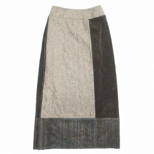 美品 クリスチャンオジャール ツイード × ベロア レース ロング 