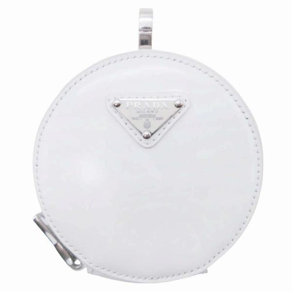 【中古】美品 プラダ PRADA トライアングル ラウンド ケース ポーチ ナスカン 三角ロゴ 1TL431 ホワイト PRADA（プラダ） 美品 トライアングル ラウンド コインケース コイン