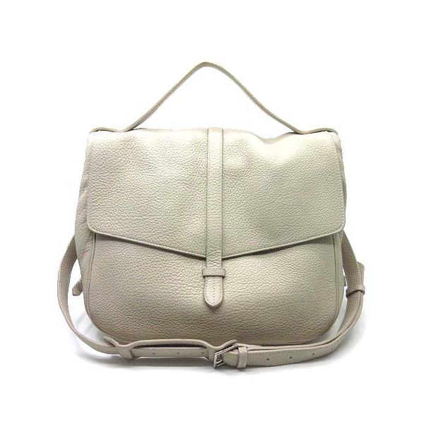 【中古】アカーテ ACATE ポストマンバッグ 2WAY ショルダーバッグ WILLEY ナチュラル シュリンクレザー オフホワイト 美品 メンズ vectorpremium_013-202401140114